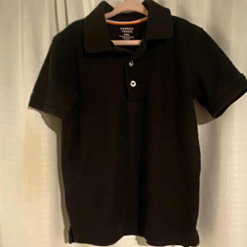 French Toast Boys Size 6 Black Short Sleeve Collared Knit Polo Shirt Solid